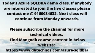 Azure SQL DBA Demo class