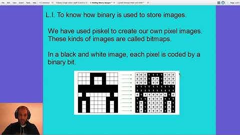 How are black and white images stored in binary