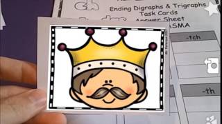 Ending Digraphs Trigraphs Phonics Task Cards with Augmented Reality