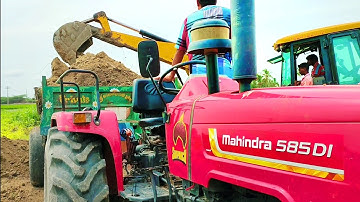 Mahindra 585 di tractor soil load with JCB 3dx max  stuck in mud