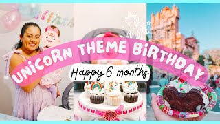 Unicorn theme birthday decorations from Walmart + Disney's Hollywood Studios celebration!