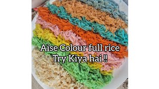 Rainbow Rice With Simple chicken curry/Chicken Curry recipe/Satrangi chawal or chicken ka salan