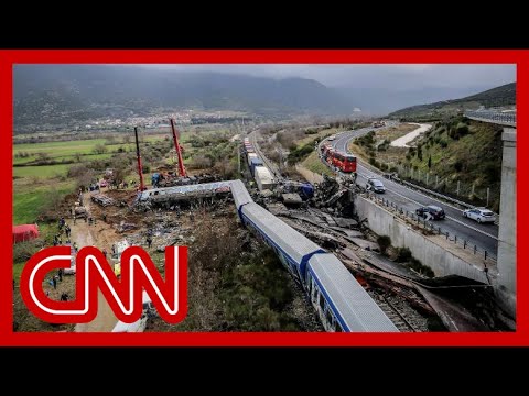 Drone footage shows scene at train crash that killed dozens in Greece