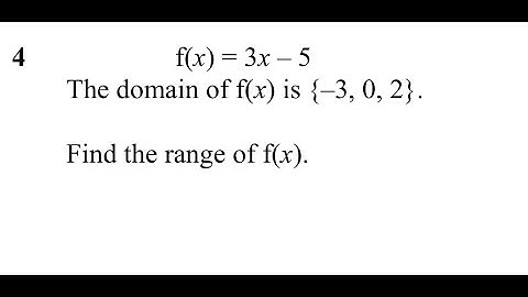 f(x) = 3x – 5  The domain of f(x) is {–3, 0, 2}. Find the range of f(x).