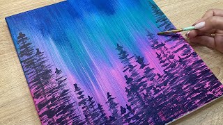 Northern lights / Acrylic Painting for Beginners / Painting Step by Step