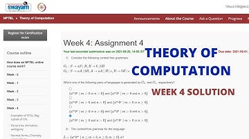 Assignment 4 || Theory of Computation || week - 4 solutions || NPTEL Swayam || July 2021