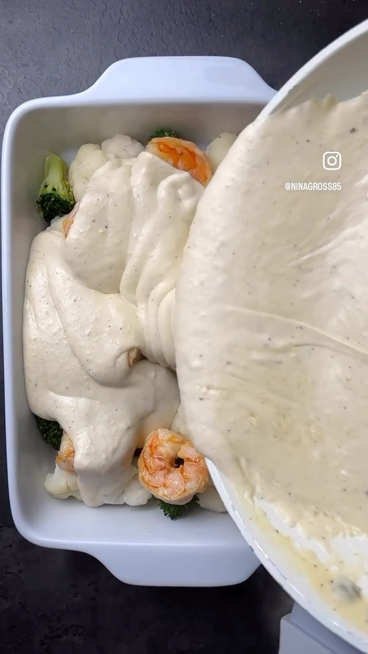 Garnelen-Brokkoli-Blumenkohl Auflauf in Käsesahnesauce Sehr lecker 😋 ...