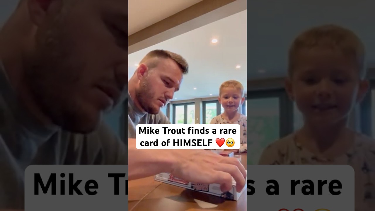 Mike Trout pulls rare card of HIMSELF with his son!! 🥹