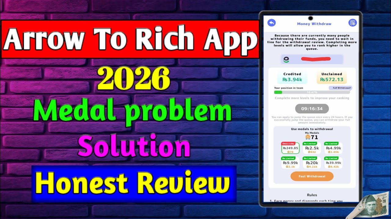 New Arrow To Rich Game Medal Problem Solution | Withdraw Proof | Real ...