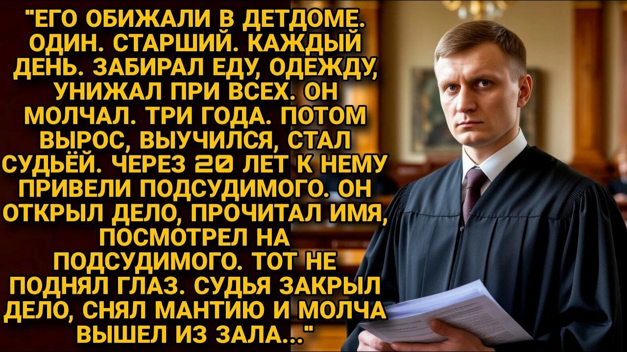 Он открыл дело и увидел лицо того, кто ломал его в детдоме. Теперь он судья, а тот — подсудимый...