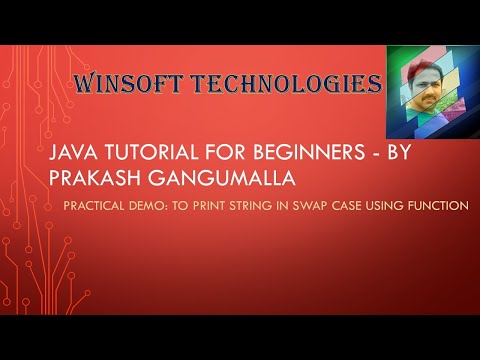To print String in swap case in Java using function - by Prakash Gangumalla, Winsoft Technologies.