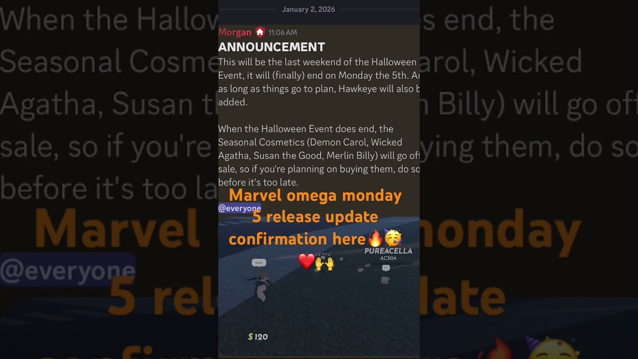 Marvel omega new announcement,next week monday the release update earlier be prepare 🔥🥳🙌🎊