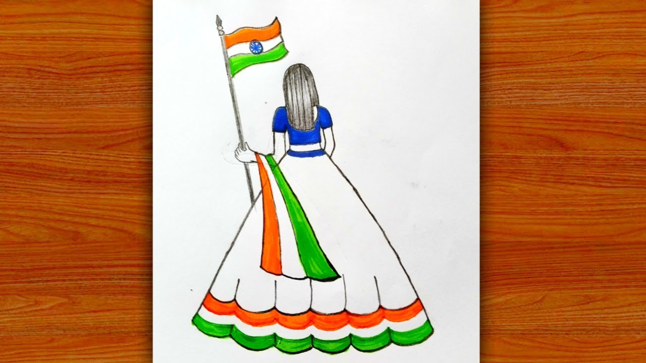 Independence day drawing girl || Pencil Sketch for beginner || Drawing 