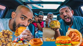 تحدي اكل يوم كامل في السيارة  Full Day Of Eating in The Car