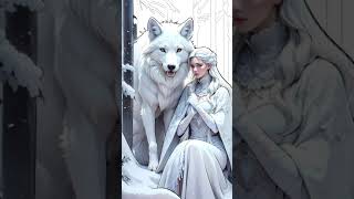 BEAUTIFUL LADY AND WHITE WOLF....😎😎