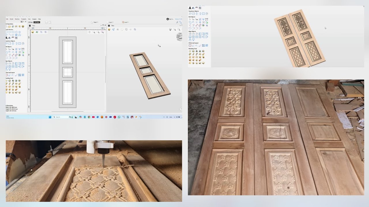 3D Door designing on vectric aspire and carving on cnc router. #cnc # ...