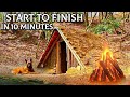 Dugout Shelter Build With Hand Tools- FROM START TO FINISH