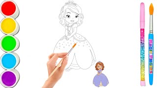 Coloring with Sticker Book Dress Up Disney Princess Ariel,Snow White,Belle,Cinderella,