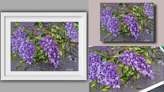 SIMPLE Lilac Acrylic Painting Techniques - Painting Lessons - Learn to Paint - Floral - Day #13
