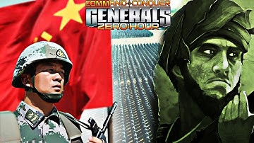 Command & Conquer Generals Zero Hour China 1 vs 2 HARD GLA (Base Race)