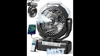 460ml Large Tank Portable Misting Fan 24000mah Rechargeable Battery Powered Cdaning