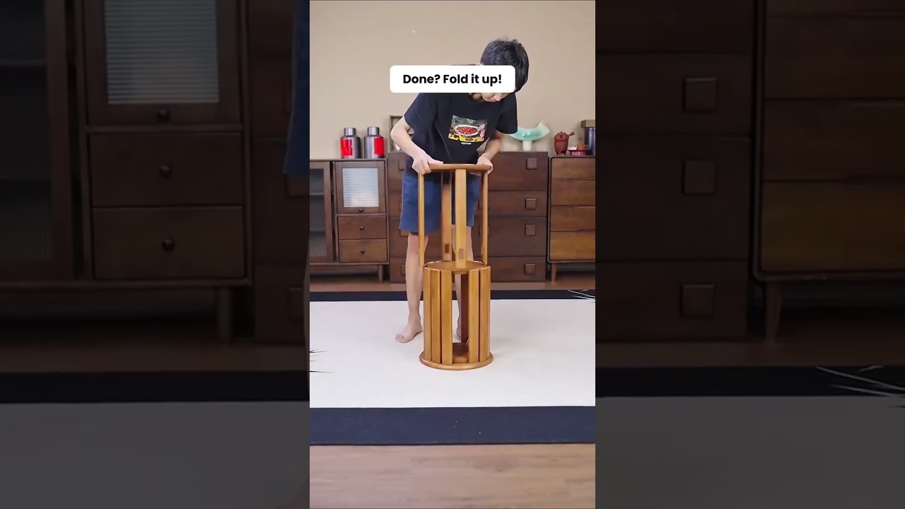 🪑 4-Piece Wooden Stack-able Stools | Space-Saving & Stylish Seating!