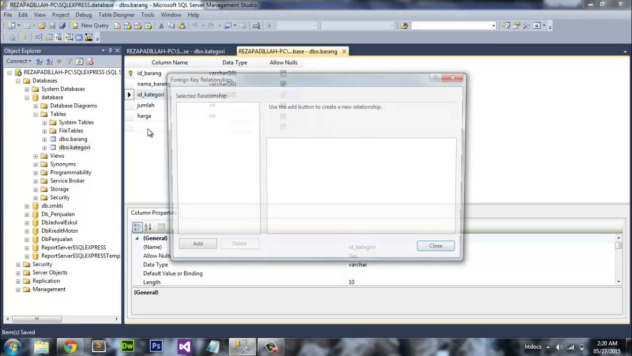 Create A Relation Between Table On SQL Server 2012 - YouTube