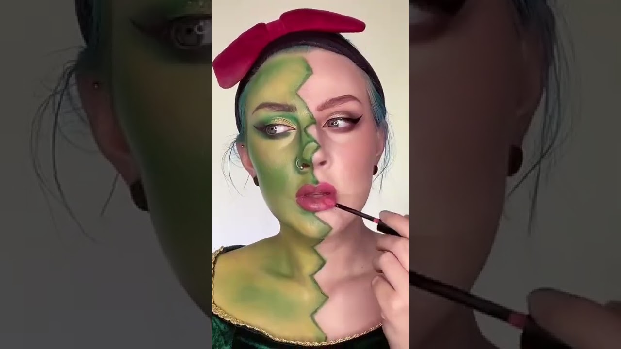 Princess Fiona, or Orge fiona? ✨ | split makeup look #makeup #shorts #makeuptutorial #cosplay #shrek