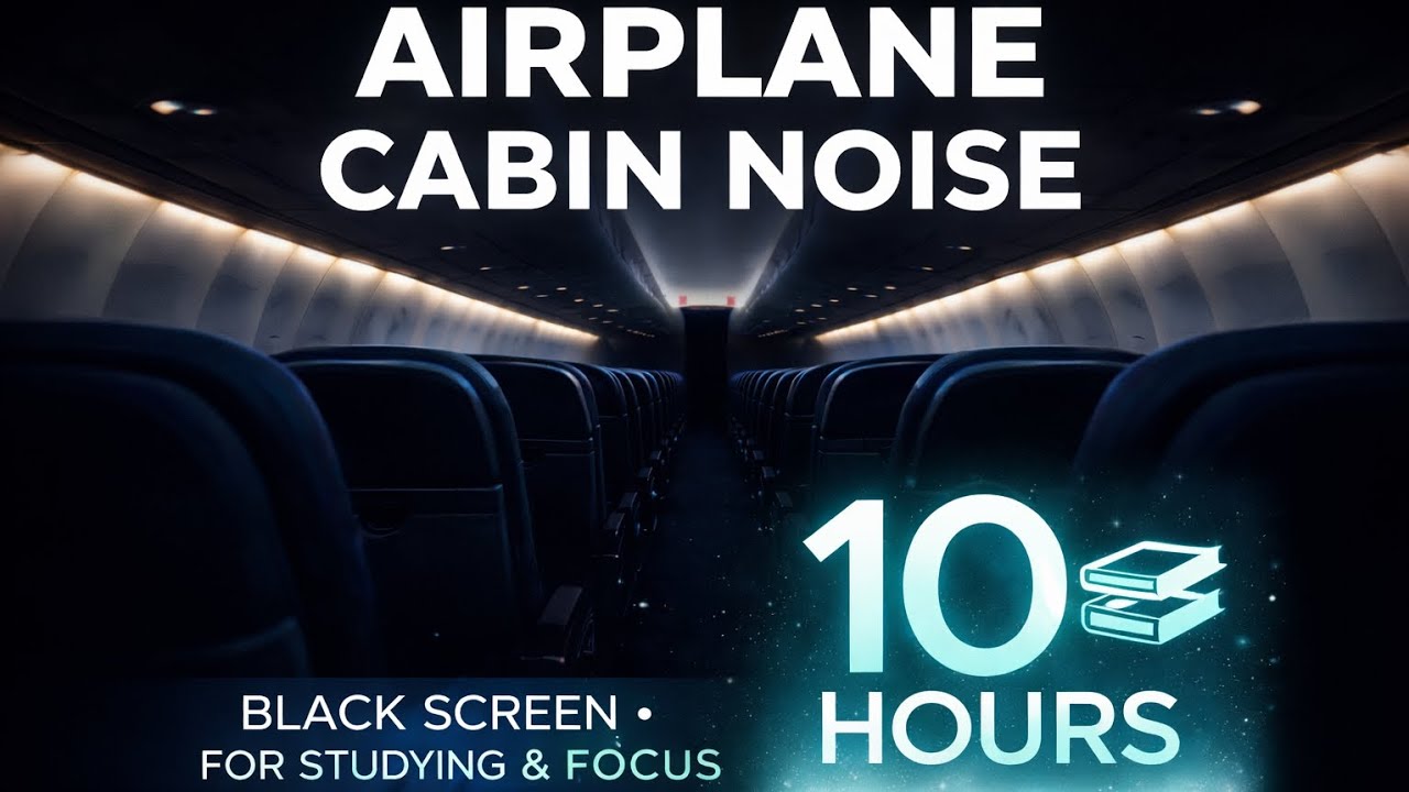 Airplane Cabin Noise ✈️ 10 Hours – Black Screen for Studying & Focus