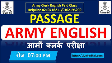 Passage FOR ARMY CLERK,ARMY CLERK ENGLISH,ARMY CLERK EXAM 2021, @oneplusdefenceacademy, KESHAV SIR