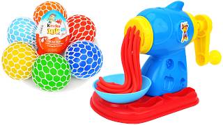 Satisfying Video l How to make Rainbow Noddles with 6 Stress Balls and Surprise Egg Cutting ASMR