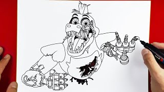 How to Draw Shattered Montgomery Gator FNAF | Five Nights At Freddys