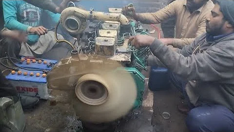 Cummins 6BT Turbo Diesel Engine Amazing Starting After Overhauling