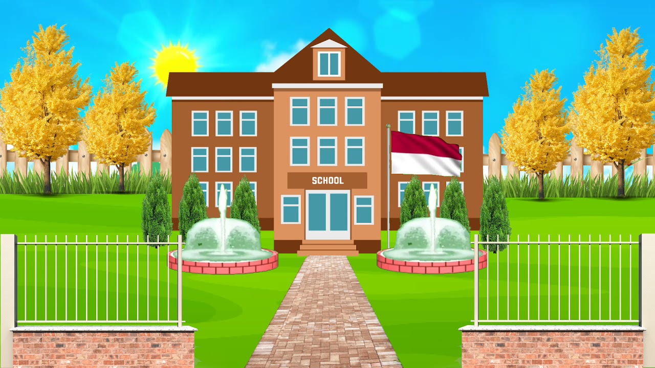 background animasi bergerak gedung sekolah | school background no ...