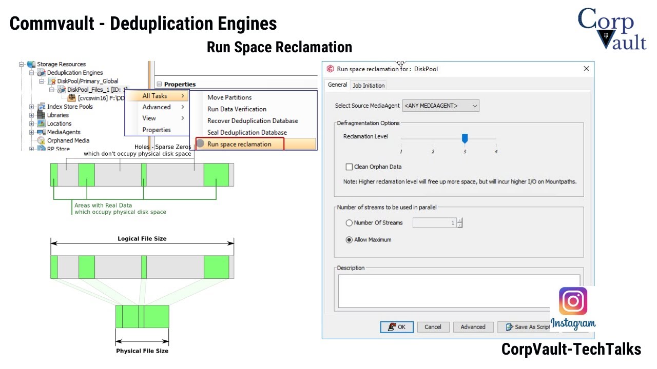 Commvault Deduplication Engines (DDB) Run Space Reclamation