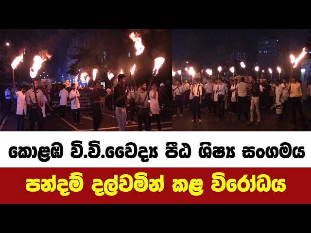 කොළඹ වි.වි.වෛද්‍ය පීඨ ශිෂ්‍ය සංගමය පන්දම් දල්වමින් කළ විරෝධය