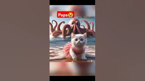 Dad Cat save his son from octopus😭! #Catsoftiktok #CatLovers #cat #cute #FunnyCats #catcartoon #fyp