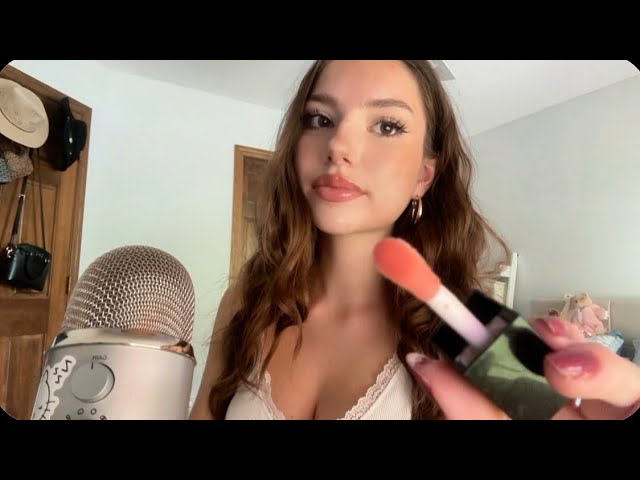 ASMR lipgloss application + mouth sounds