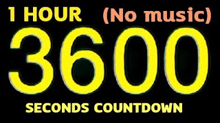1 Hour = 3,600 Seconds Countdown Timer Loud Alarm Clock (No Sound and Music with Countdown music)