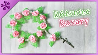DIY  Rosary with ribbon roses  step by step (ENG Subtitles) - Speed up #734