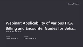 Applicability of various HCA billing & encounter guides for behavioral health services, Jan 13, 26