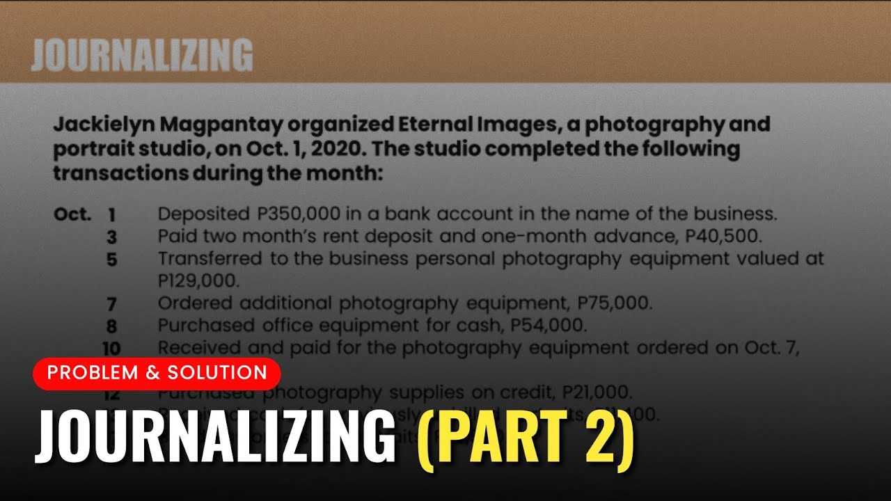 Journalizing #2 | Problems and Solutions | Basic Accounting Online ...