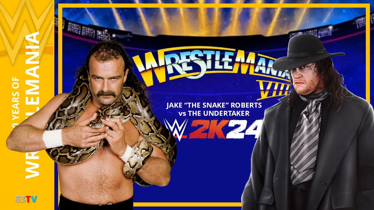 WRESTLEMANIA 8 - JAKE “THE SNAKE” ROBERTS Vs THE UNDERTAKER - WWE 2K24