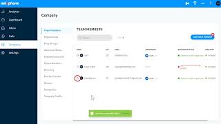 Net2Phone Admin Portal: Adding Team Members