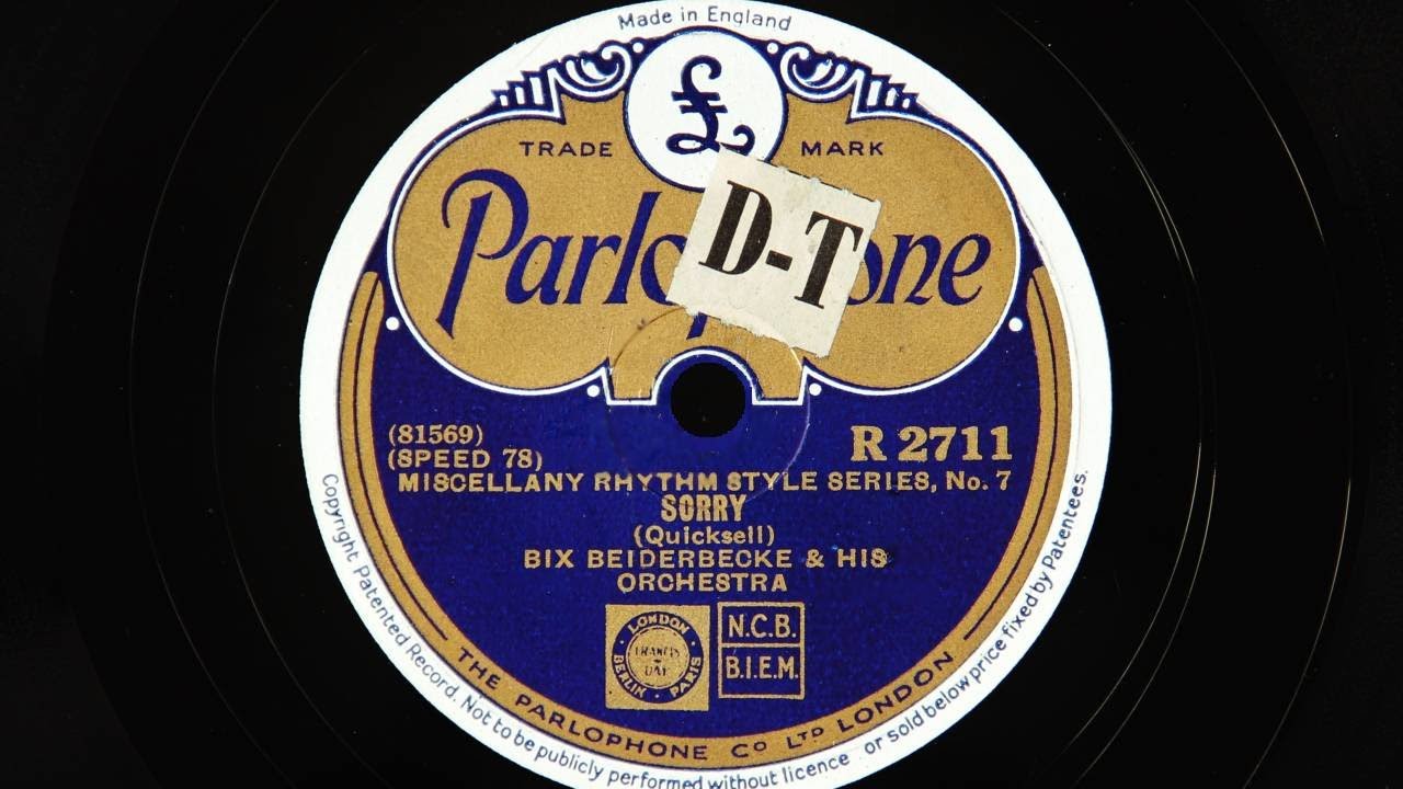 Bix Beiderbecke and His Gang – Sorry (1927) - YouTube