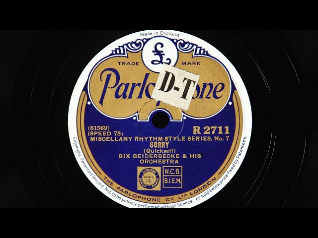 Bix Beiderbecke and His Gang – Sorry (1927) - YouTube