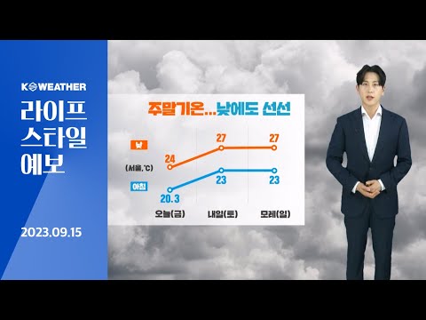 [날씨] 9월15일_주말(토, 일) 전국 비…낮에도 선선