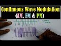 Continuous Wave Modulation - Amplitude Modulation, Frequency and Phase Modulation (AM, FM and PM)