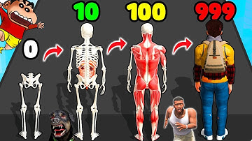 SHINCHAN NOOB vs PRO vs HACKER in HUMAN RUN with CHOP and FRANKLIN | Upgrading skeleton human