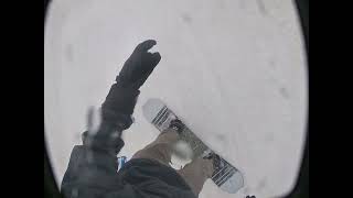 Snowboarding Raw GoPro Footage - My brother falls hazy full run helmet cam Beech Mountain GH010106